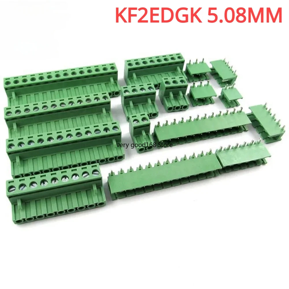 PCB 플러그 가능한 터미널 블록 커넥터, 곡선 바늘, KF2EDGK 5.08mm 2EDG, 2ets, 5.08mm 피치, 2 P, 3 P, 4 P, 5 P, 6 P, 7 P, 8P