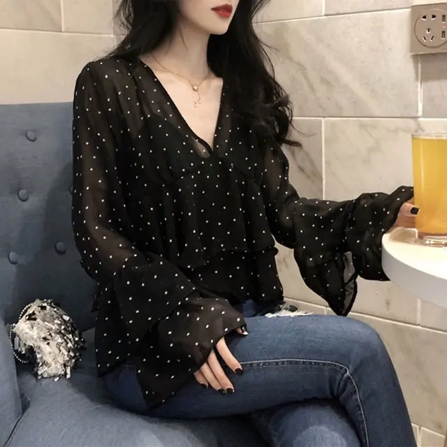 polka dot chiffon top