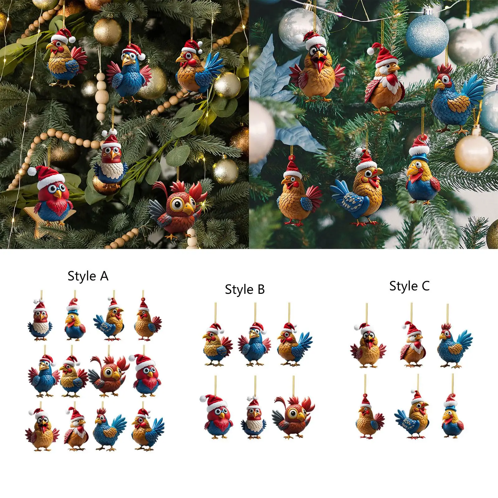 

Рождественские куриные украшения, креативные для автомобиля, подвесные фотообои для улицы и помещений