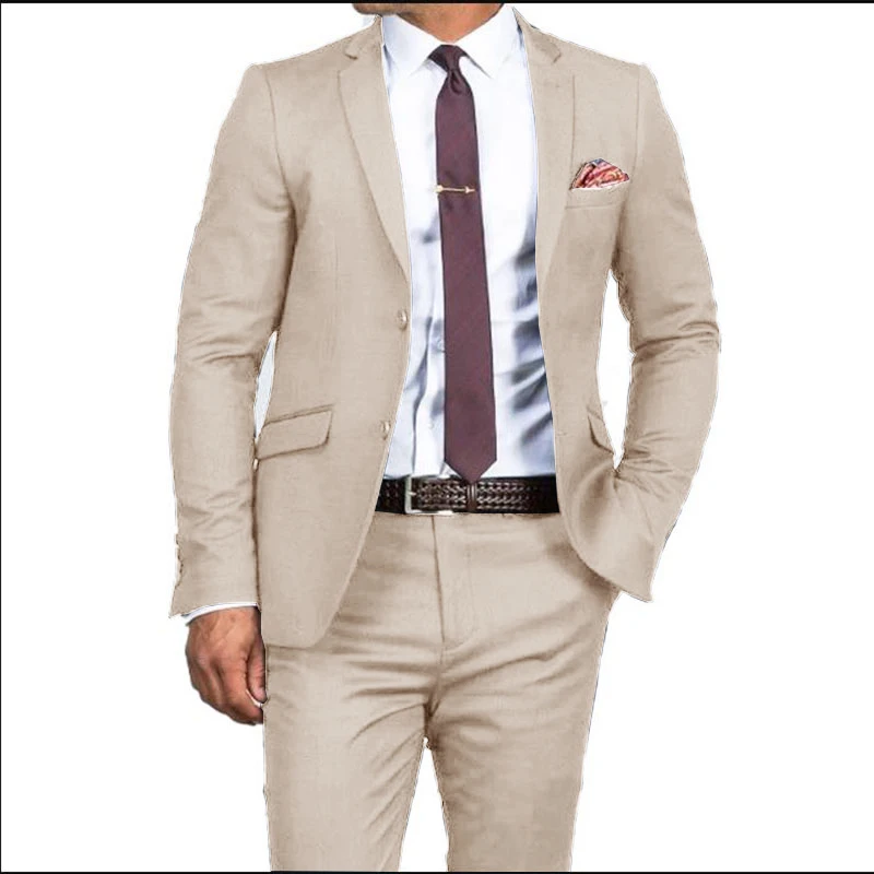Men's Formal Fit Single Breasted Elegant Man Suit Customized Casual Business Office Jacket Set of Two Comfortable Men Prom Suit