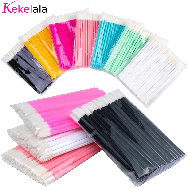 Lip Brush Kekelala 50Pcs Disposable Lipstick Gloss Applicators Makeup Swabs Micro Cleaning Brush Tools For Eyelash Extension