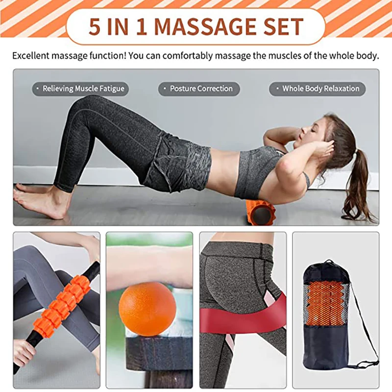 1set Yoga Column Foam Yoga Pilates Fitness Foam Roller Sports Train Gym Massage Exercise Relax Foam RollERS Massage Ball