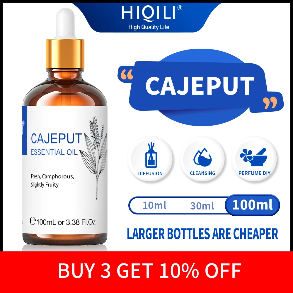 100% Pure Cajeput Essential Oils, 100ML Premuim Floral Oil for Diffuser, Humidifier, Massage, Improve Digestion, Purify Air