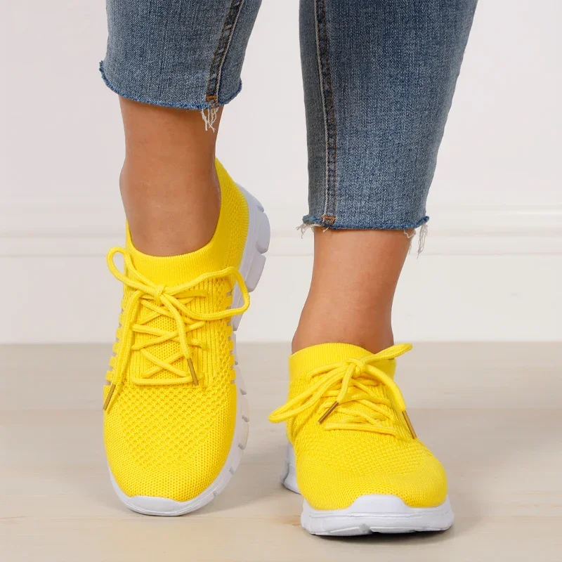

2024 Women Sneakers Slip on Mesh Light Breathable Shoes Woman Walking Platform Casual Fashion Lace Up Non Slip Sapatos Feminino