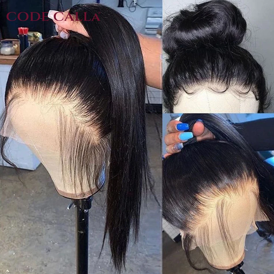 Frontal Lace Wig Straight Transparent full Lace Human Hair Wigs Pre Plucked Bone Straight Human Hair full lace Wig 150% Density human hair wig