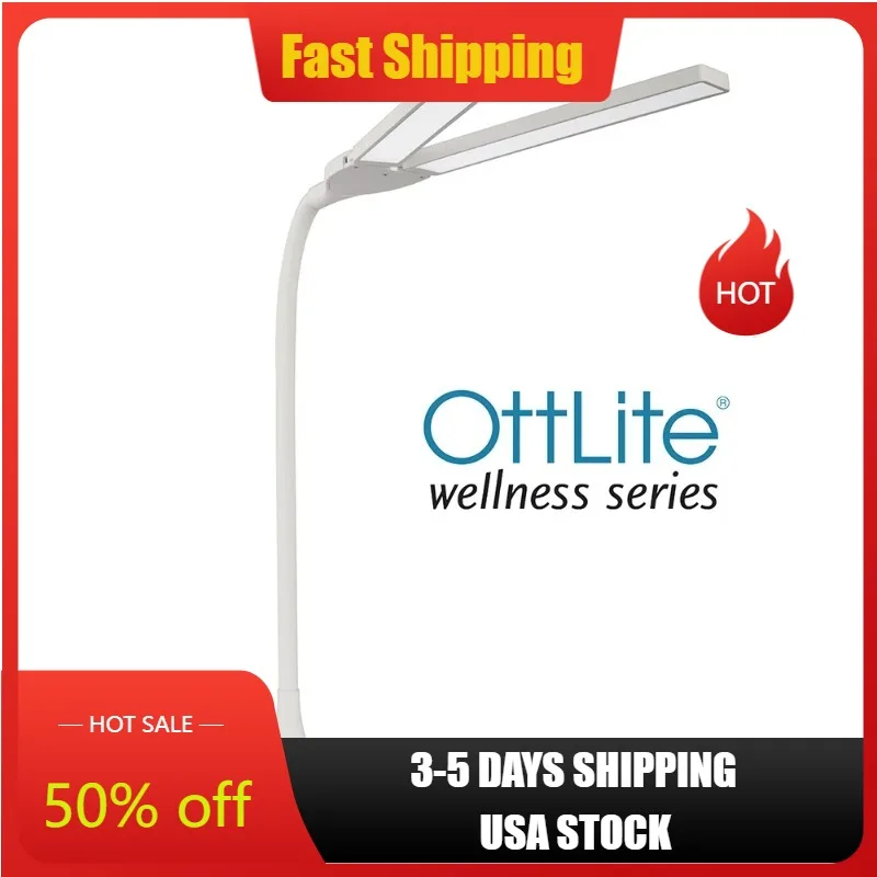 

Gradual Dimmer, for Working, Crafting, Sewing, Studying, White LED Desk Lamp with Dual Shades, Touch Activated Controls