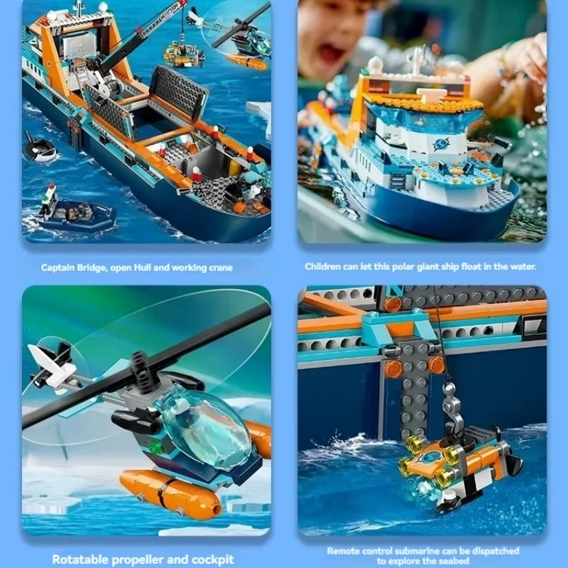 815PCS 도시 시리즈 북극 연구 선박 모델 빌딩 블록 60368 크리 에이 티브 조립 벽돌 장식 장난감 어린이를위한 크리스마스 선물