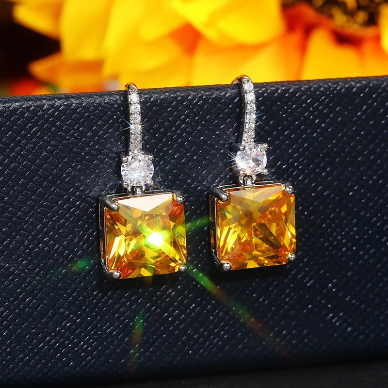 Yellow Topaz Jewelry Women | Yellow Cubic Zirconia Earrings - Cubic ...