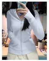 Streetwear noir manteau à capuche 2025 vêtements pour femmes à capuche fermeture éclair coupe ajustée Y2k vestes décontracté mode sweats hauts Ropa Mujer 5