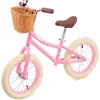 Pink 14 Inch Kids Balance Bike with Basket for Girls, Suitable for Ages 3-7, Rubber Tires, Carbon Steel Frame