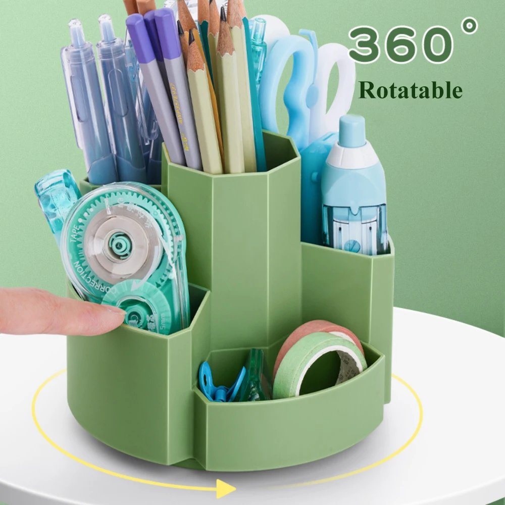 Pencil Pen Holder 7 Slots 360 Degree Rotating Desk Organizer Desktop Storage Stationery Supplies pen holder desk organizer pen and brush holder
