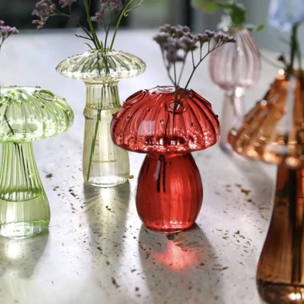 Transparent Color Mushroom Glass Small Vase Flower Pot 2