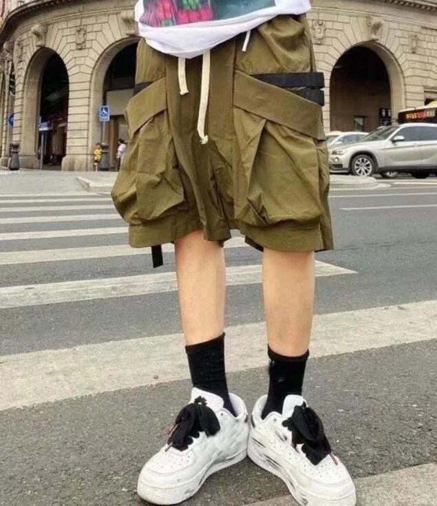 

Overalls Shorts Men's Summer Youth Color-Blocking Shorts Loose Casual Army Green Outer Wear Five-Point Pants