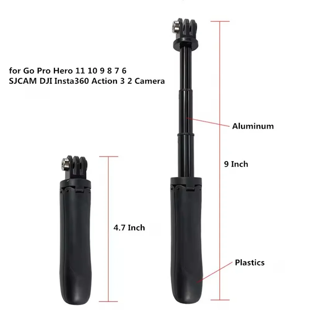 FANGTUOSI Extendable Selfie Stick Portable Vlog Tripod Stand Mini Hand Grip For 13 12 11 10 9 Insta360 X4 X3 DJI Action 5 Pro 4 phone tripod,mini tripod,smartphone tripod,cell phone tripod,tripod selfie stick