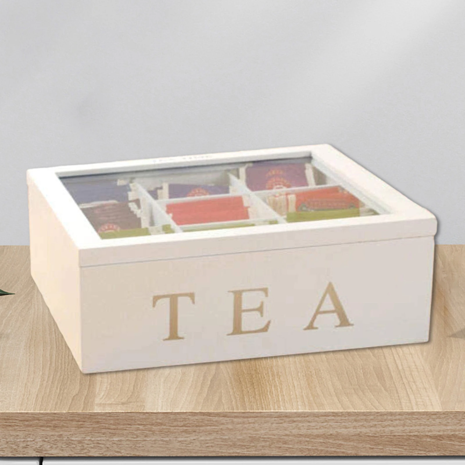 Tea Tin Box 9 Compartment Box Wooden Tea Storage Box with Lid Stackable Holder Multifunctional Reuseful Jewelry Storage For Kitchen Home tea tin box tea canister airtight container
