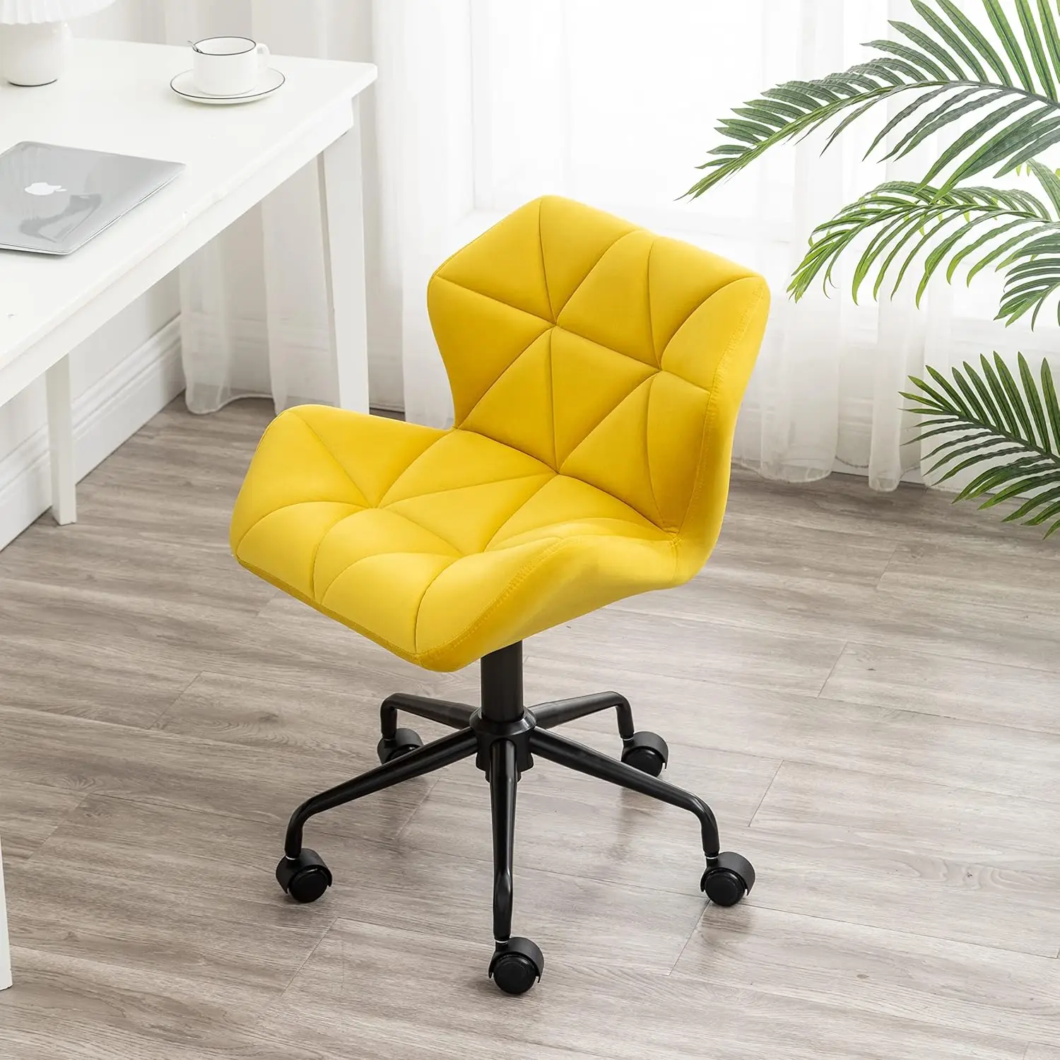 Eldon Diamond Tufted Adjustable Swivel Office Chair, Yellow 3