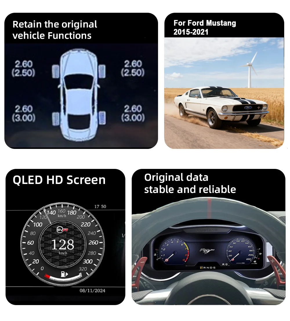 Digital Instrument Cluster For Ford Mustang 2015-2021 Carplay,Speedometer,Dashbo