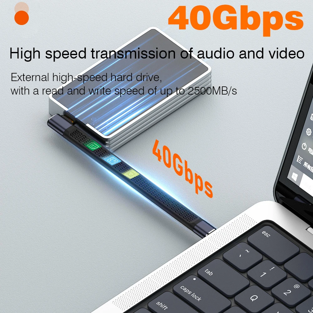 USB 4 90 Degree Thunderbolt3 Elbow USB C Cable 40Gbps Thunderbolt 4 Angle Type C Cable for SSD Laptop Macbook Elbow Connector BEST SELLERS