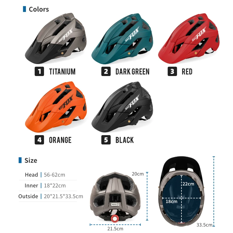 BATFOX Cycling Helmet Bike MTB Bicycle Helmet 2024 New Orange Men