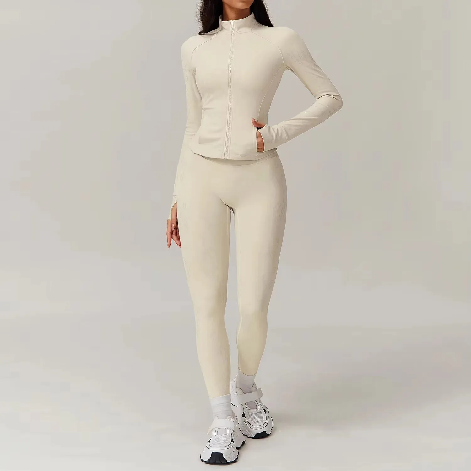 2Pcs Fitness Set Women Workout Suit Quick-Drying Yoga Gym Jackets Running Sportswear