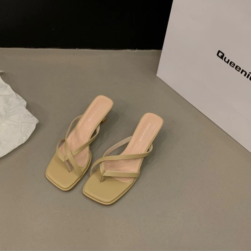 

Модные женские туфли на каблуке, удобные женские шлепанцы на тонком высоком каблуке, Женская обувь в сказочном стиле, летняя новая женская обувь