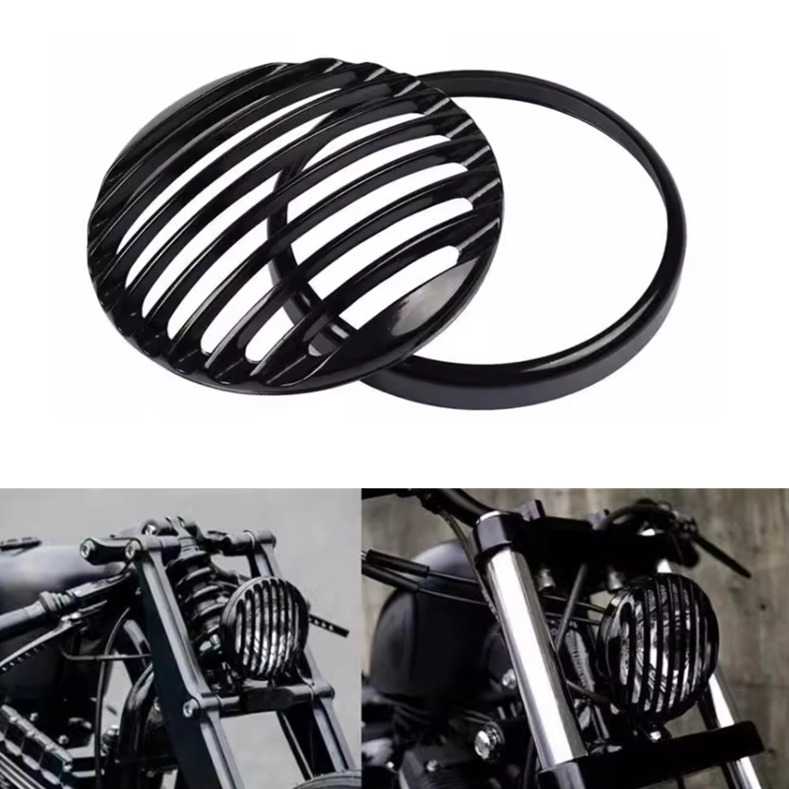 

2 Pcs Motorcycle Headlight Cover Front Grill Cover For Triumph Bonneville Bobber Black 2018 2019 2020 2021 2022