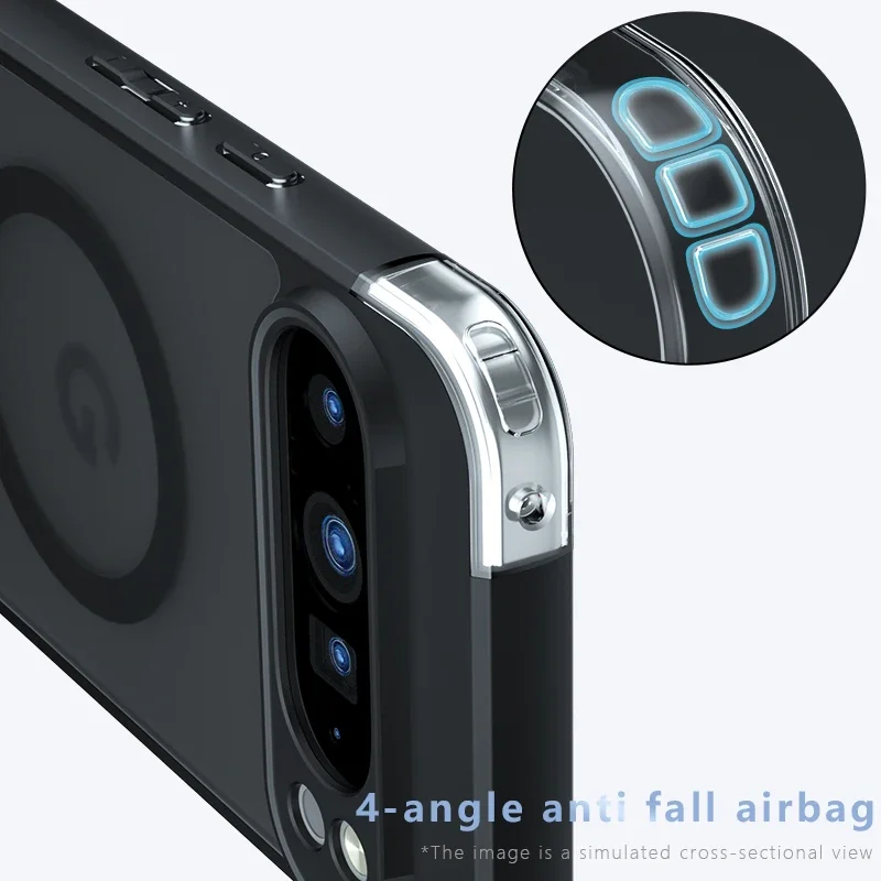 Magsafe phone case for Google Pixel 9 Pro XL Business Matted Magnetic Airbag Anti-fall Protective Case for Pixel9