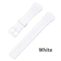 Glossy Sport Waterproof Resin Strap with Pin Buckle - Men's Silicone Rubber Wristband Accessories - 18mm (White)