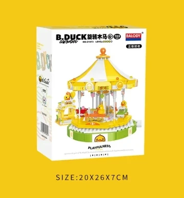 BALODY building blocks B.Duck toy carousel model Ferris wheel ornaments Kawaii construction set girls birthday gift social game