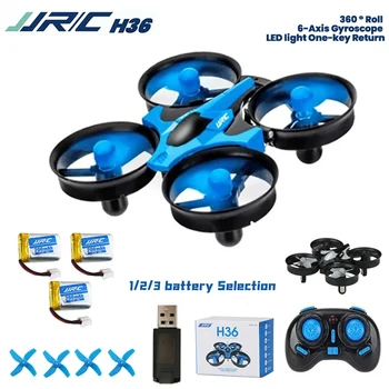 JJRC H36 Mini Drone RC 2.4G 6 Assi con 1/2/3 Batterie, Modalità Headless, Elicottero Anti-Collisione 360 °   Quadricottero Volante Giocattolo per Bambini