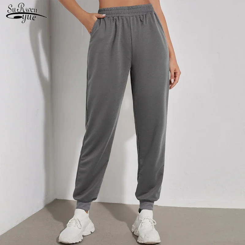 

2022 Running Sweatpants Women Casual Baggy Pants Pocket Loose Gray Women Jogger Yoga Pants High Waist Trousers Jogging 18800