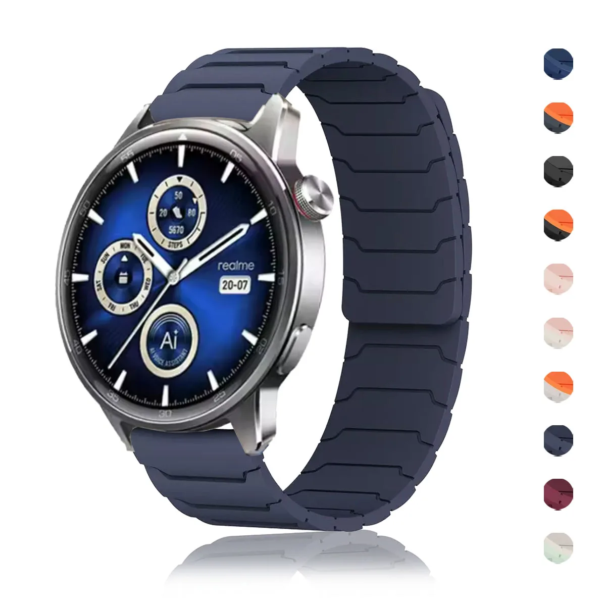 Magnetic Loop Silicone Sport Band - Universal Smartwatch Accessory, 22mm/20mm Strap