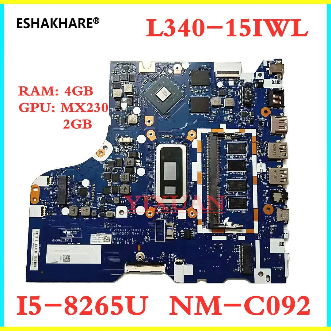 

NM-C092 Motherboard For Lenovo L340-17IWL L340-15IWL V340-17IWL Laptop Motherboard with i3 i5 i7 CPU MX110 MX230 2GB GPU 4G RAM