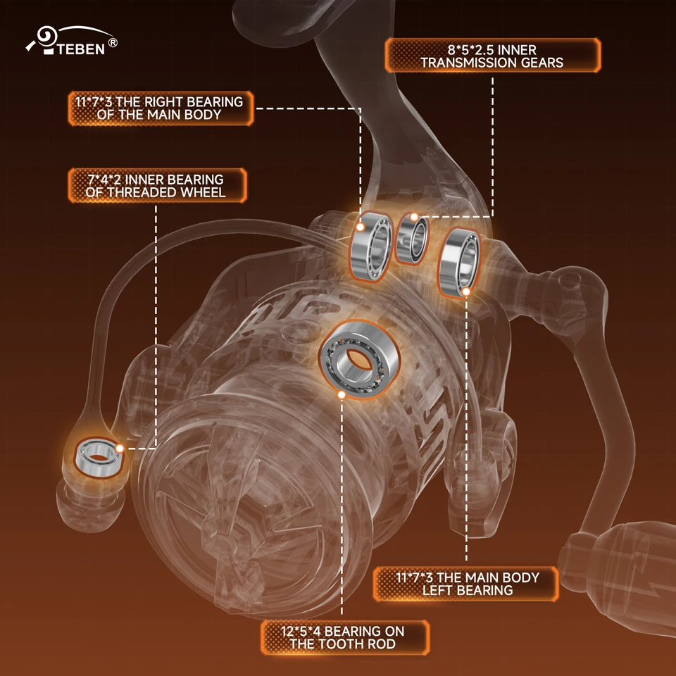 TEBEN Carbon Fiber Flame Lightweight 109G Fishing Spinning Reels 5