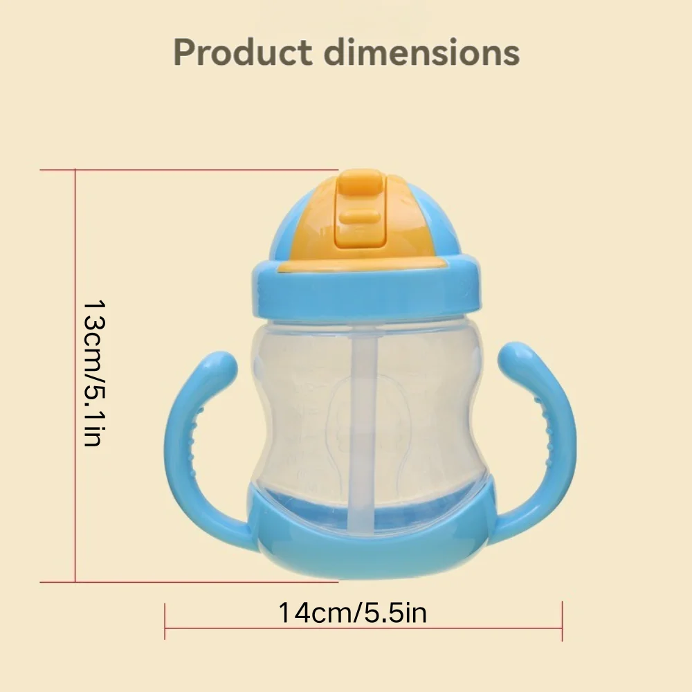  물병, 혼 핸들 디자인 280ml, 어린이용 빨대컵, 중력볼 안티 초크, 소프트 스파우트,  훈련용 빨대컵