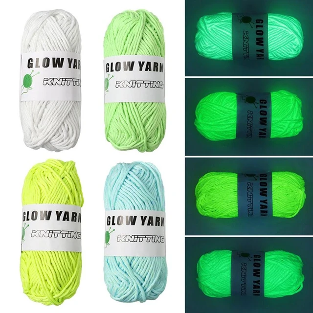 5 Rolls Glow in The Dark Yarn for Crochet, 55 Yards Fluorescent yellow