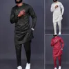 Men's luxury fashion casual white print two-piece set 5