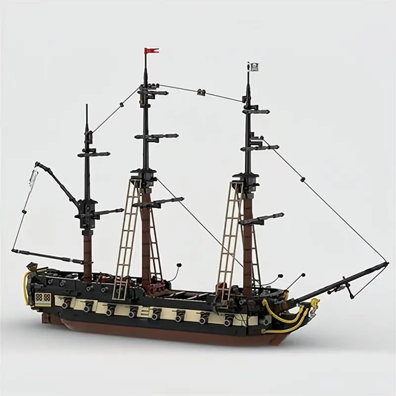 1901Pcs Moc Building Blocks Pirates Flag Modello Militare Privateer Frigate Technical Bricks Toys For Childr Holiday Gift