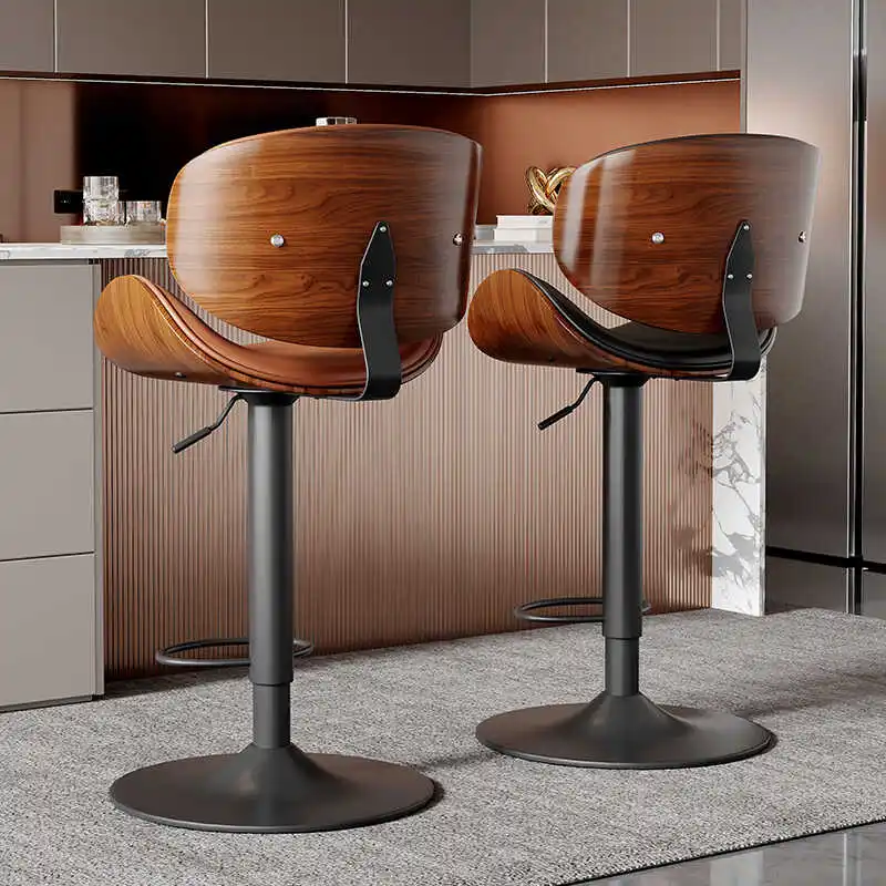 Metal Iron Bar Stool Lift Back High Stool Home Island High Front Desk Chair Conference Room Reception Stools