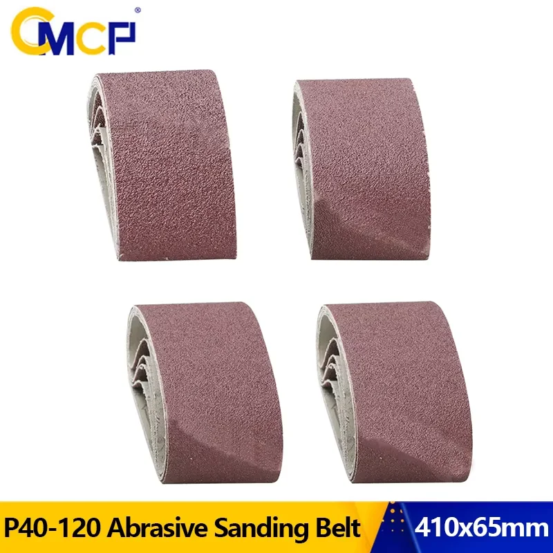 Premium Sanding Belt Set - 5-Pack, 65x410mm, Assorted Grits for Wood and Metal Polishing