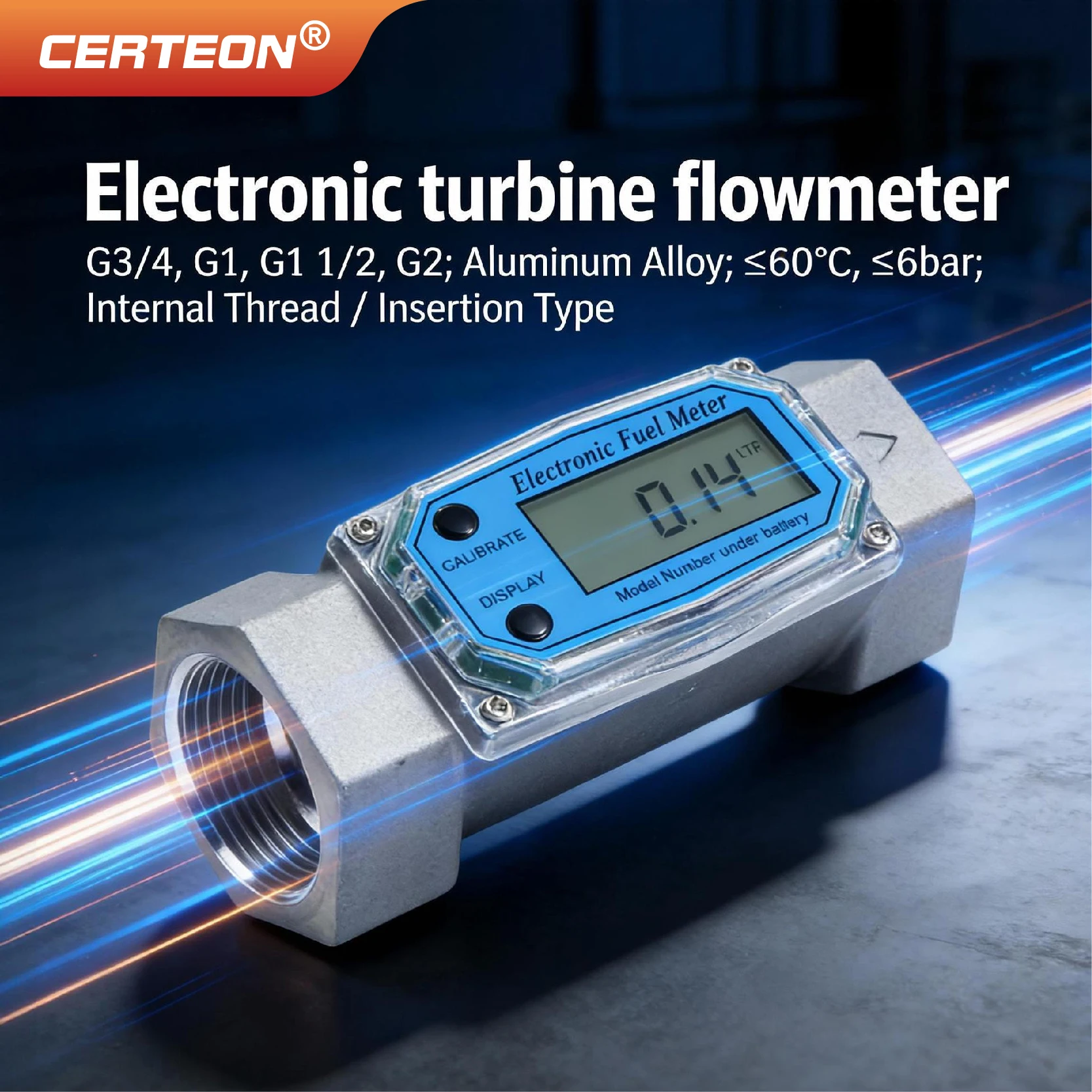 Electronic Turbine Flow Meter Aluminum Alloy Digital Liquid Oil Diesel High Precision Portable Industrial Flow Sensor