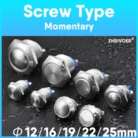 12mm 16mm 19mm 22mm Panel Hole Metal Push Button Switch Power Flat/High/Ball Head Momentary/Locking Screw Pin NO/NC Car Doorbell - Image 2