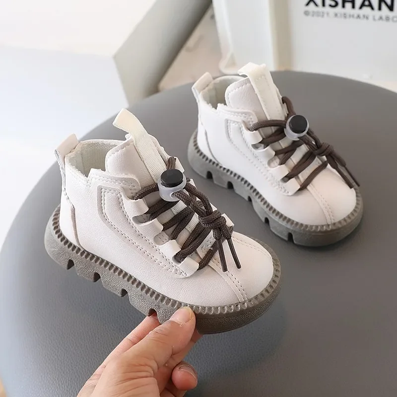 Boys Boots Kids Ankle Boots Autumn Winter Toddlers Children Fashion Little Boy Girl Lace-up Soft Rubber