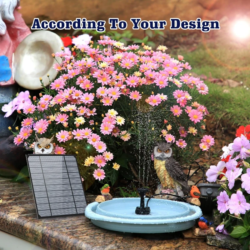 Solar Fountain 2.8W with 6 different nozzles and 3 meter cable Solar Fountain Pump Kit for Garden Patio Fish Tank Ponds