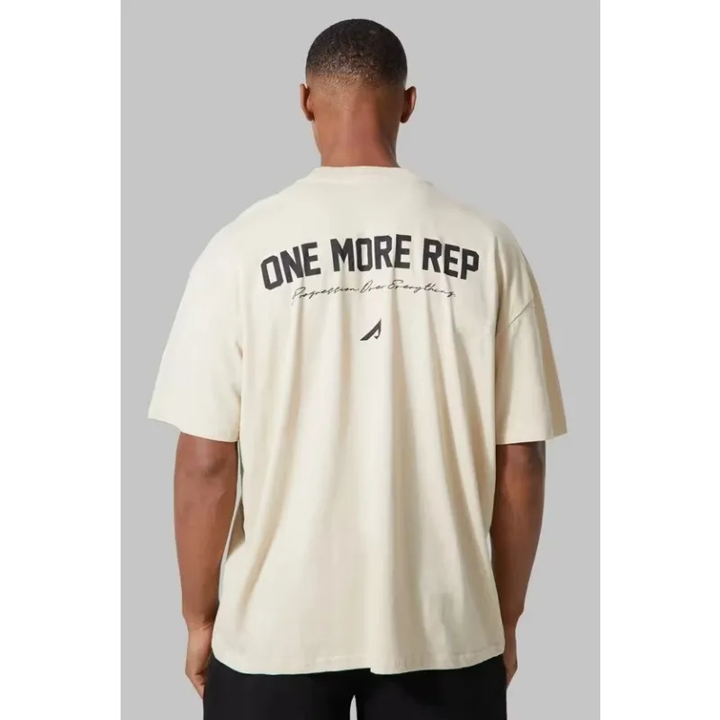Man Active One More Rep Oversized Washed T-shirt Luxury Brand Great Chapter Embroidered Short Cotton Casual Loose Couple Tee