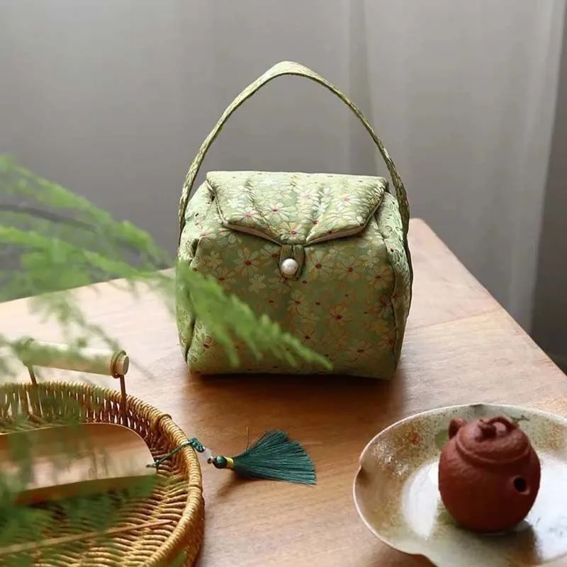 Chinese Brocade Style Travel Tea Set Storage Bag Kung Fu Tea Storage Bag Portable Cloth Small Teapot Cloth ZE967