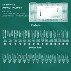 Nailpop Short Oval Dual Forms Kit: Reusable Thickened Transparent Nail Extensions (240pcs) (Short Coffin - 240)