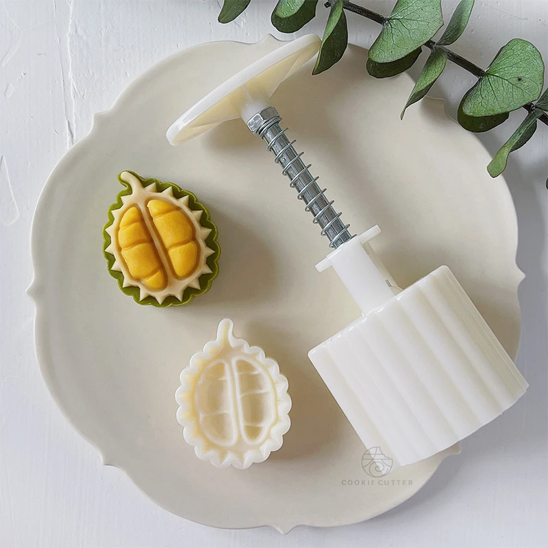 50G Durian Mooncake Mold Mung Bean Cake Wagashi Fruit Pattern Timbri Pressa A Mano Stampo Tuffi Strumento Per Pasticceria Festival Di Metà Autunno