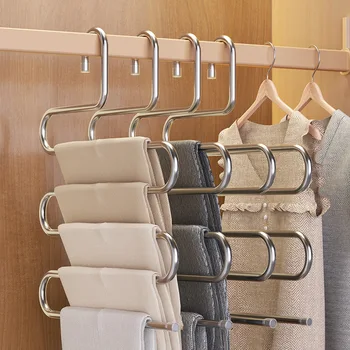Appendiabiti multifunzionali a 5 strati Appendiabiti antiscivolo per pantaloni Appendiabiti con funzioni multiple per appendere e riporre 1