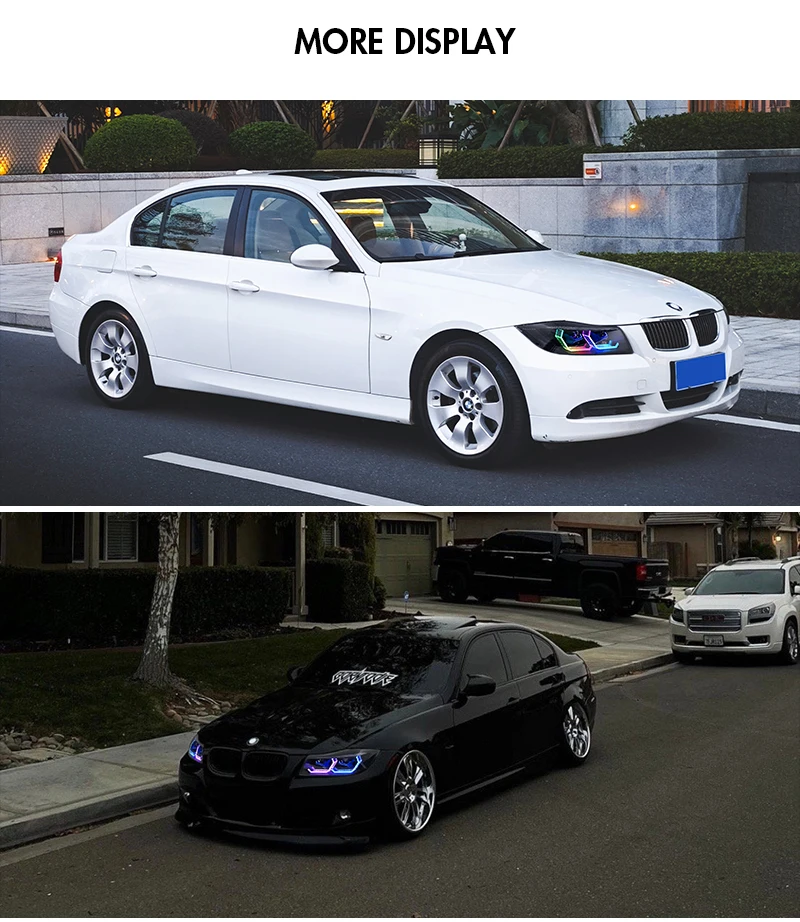 RGB-Scheinwerfer für 2009-2012 BMW 3er-Serie E90 E91 320i 323i 325 330 335 Halogen-Version Wetterbeständig Nahtloser Ersatz – Detail 10